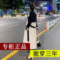 【杭州品牌】風衣女中長款2020春季新款韓版拼色寬松外套潮